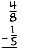 What is 4/8 - 1/5?