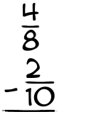 What is 4/8 - 2/10?