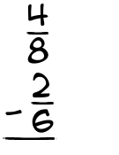 What is 4/8 - 2/6?