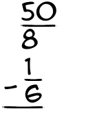 What is 50/8 - 1/6?
