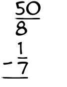 What is 50/8 - 1/7?