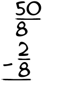 What is 50/8 - 2/8?