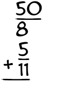 What is 50/8 + 5/11?