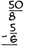 What is 50/8 - 5/6?
