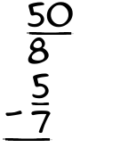 What is 50/8 - 5/7?