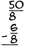 What is 50/8 - 6/8?
