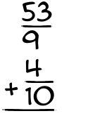 What is 53/9 + 4/10?