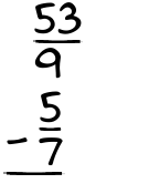 What is 53/9 - 5/7?