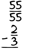 What is 55/55 - 2/3?