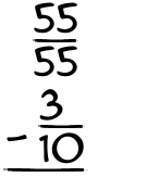 What is 55/55 - 3/10?