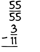 What is 55/55 - 3/11?
