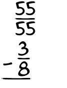 What is 55/55 - 3/8?