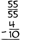 What is 55/55 - 4/10?