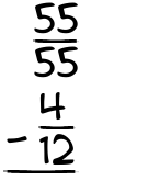 What is 55/55 - 4/12?