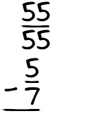 What is 55/55 - 5/7?