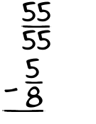 What is 55/55 - 5/8?
