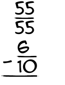 What is 55/55 - 6/10?