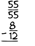 What is 55/55 - 8/12?