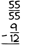 What is 55/55 - 9/12?