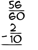 What is 56/60 - 2/10?