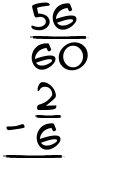 What is 56/60 - 2/6?