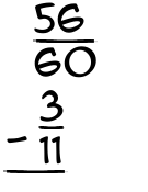 What is 56/60 - 3/11?