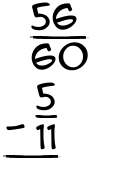 What is 56/60 - 5/11?