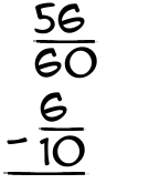 What is 56/60 - 6/10?