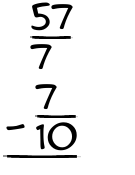 What is 57/7 - 7/10?