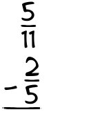 What is 5/11 - 2/5?