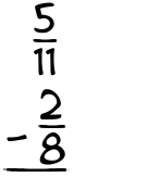 What is 5/11 - 2/8?