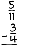 What is 5/11 - 3/4?