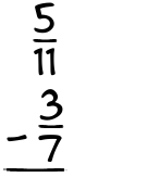 What is 5/11 - 3/7?