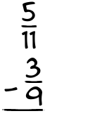 What is 5/11 - 3/9?