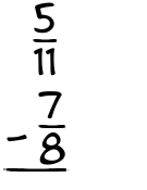 What is 5/11 - 7/8?