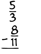 What is 5/3 - 8/11?