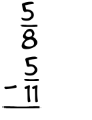 What is 5/8 - 5/11?