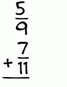 What is 5/9 + 7/11?