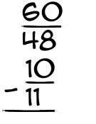 What is 60/48 - 10/11?