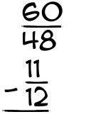 What is 60/48 - 11/12?