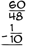 What is 60/48 - 1/10?