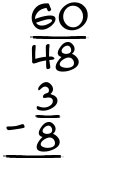What is 60/48 - 3/8?