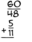 What is 60/48 + 5/11?