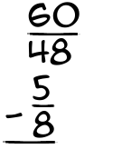 What is 60/48 - 5/8?