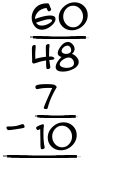 What is 60/48 - 7/10?