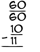 What is 60/60 - 10/11?