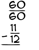 What is 60/60 - 11/12?