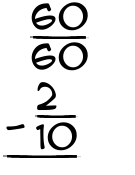 What is 60/60 - 2/10?