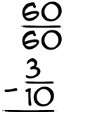 What is 60/60 - 3/10?