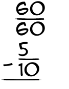 What is 60/60 - 5/10?